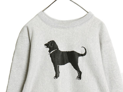 90s The Black Dog ドッグ プリント スウェット メンズ レディース L 程 古着 オールド トレーナー 裏起毛 ヘビーウェイト リバース タイプ