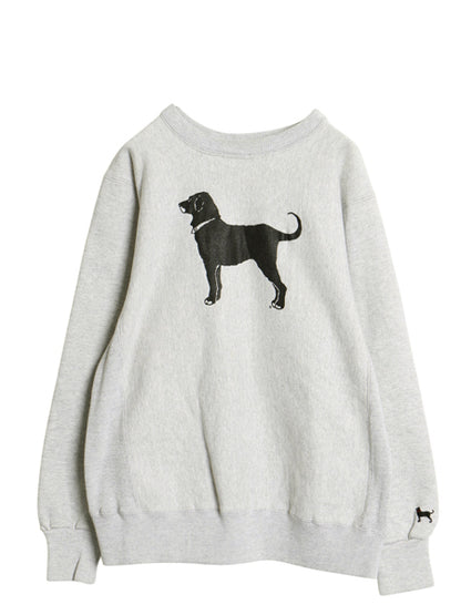 90s The Black Dog ドッグ プリント スウェット メンズ レディース L 程 古着 オールド トレーナー 裏起毛 ヘビーウェイト リバース タイプ