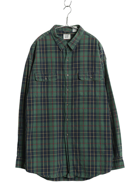 00s オールド ギャップ チェック 長袖 シャツ メンズ XL 旧タグ ヘビーウェイト コットン ゆったり カジュアル マルチカラー 大きいサイズ