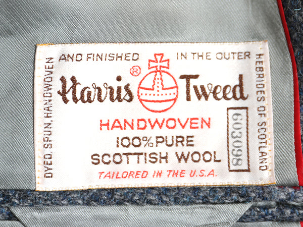 80s USA製 ハリスツイード テーラード ジャケット メンズ L 程/ ヴィンテージ ブレザー ウール ツイード ストライプ トラッド シンプル 灰