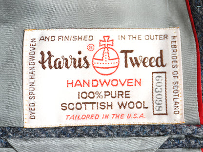80s USA製 ハリスツイード テーラード ジャケット メンズ L 程/ ヴィンテージ ブレザー ウール ツイード ストライプ トラッド シンプル 灰