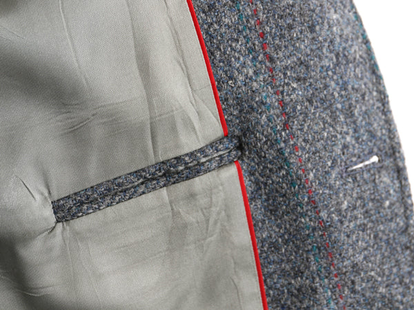 80s USA製 ハリスツイード テーラード ジャケット メンズ L 程/ ヴィンテージ ブレザー ウール ツイード ストライプ トラッド シンプル 灰