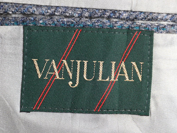 80s USA製 ハリスツイード テーラード ジャケット メンズ L 程/ ヴィンテージ ブレザー ウール ツイード ストライプ トラッド シンプル 灰