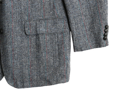 80s USA製 ハリスツイード テーラード ジャケット メンズ L 程/ ヴィンテージ ブレザー ウール ツイード ストライプ トラッド シンプル 灰