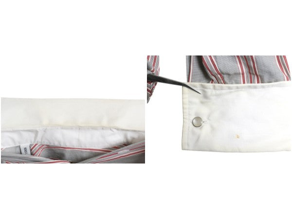 80s 90s イギリス製 ★ アクアスキュータム ストライプ クレリック シャツ メンズ L 程/ 古着 ダブルカフス ドレス フォーマル コットン 白