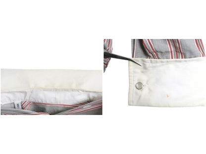 80s 90s イギリス製 ★ アクアスキュータム ストライプ クレリック シャツ メンズ L 程/ 古着 ダブルカフス ドレス フォーマル コットン 白