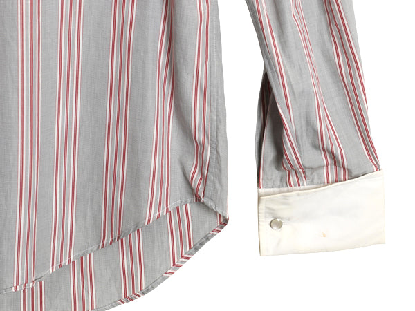 80s 90s イギリス製 ★ アクアスキュータム ストライプ クレリック シャツ メンズ L 程/ 古着 ダブルカフス ドレス フォーマル コットン 白