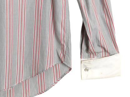 80s 90s イギリス製 ★ アクアスキュータム ストライプ クレリック シャツ メンズ L 程/ 古着 ダブルカフス ドレス フォーマル コットン 白