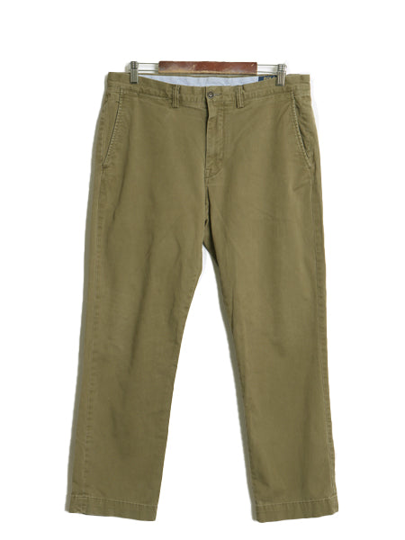 ポロ ラルフローレン チノ パンツ 実寸 35 28.5 スラックス チノパン ストレート ストレッチ ノータック アーミー タイプ ボトムス カーキ
