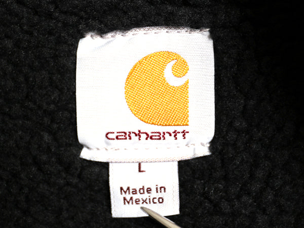 US企画 カーハート モックネック ダック ベスト メンズ L 裏 ボア パイル フリース フルジップ ワーク 重ね着 前開き モス グリーン 黒 MOS