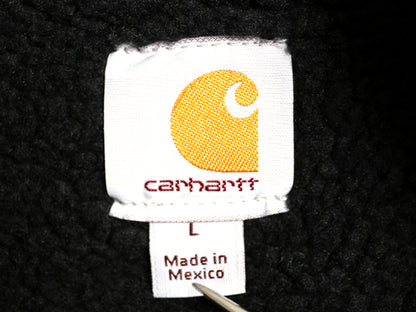 US企画 カーハート モックネック ダック ベスト メンズ L 裏 ボア パイル フリース フルジップ ワーク 重ね着 前開き モス グリーン 黒 MOS