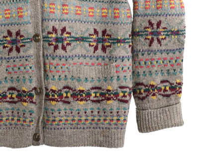 00s ローレン ラルフローレン フェアアイル ニット カーディガン レディース L オールド ポロ ハンドメイド  前開き 羽織りラムウール 総柄