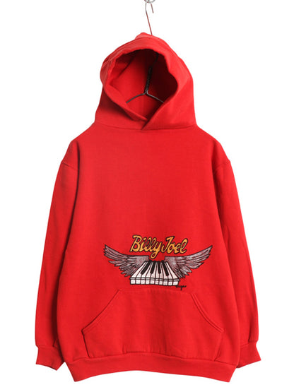 70s 80s USA製 ビリージョエル イラスト プリント スウェット パーカー L 小さめ メンズ M 程 ヴィンテージ トレーナー ロック 音物 当時物