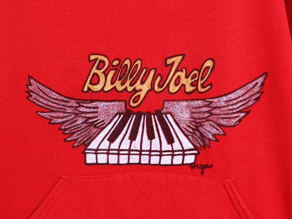 70s 80s USA製 ビリージョエル イラスト プリント スウェット パーカー L 小さめ メンズ M 程 ヴィンテージ トレーナー ロック 音物 当時物