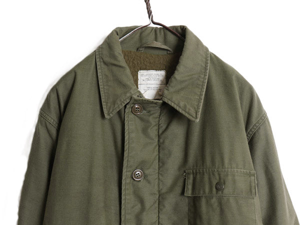 ステンシル 80s 米軍実物 USN ネイビー A-2 デッキ ジャケット LARGE ヴィンテージ 86年製 ミリタリー 軍物 裏ボア ライナー付き ブルゾン