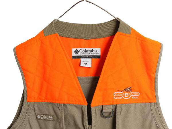 00s コロンビア ダック ハンティング ベスト メンズ XL オールド アウトドア フィッシング フルジップ 重ね着 企業 ツートン 大きいサイズ