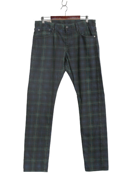 ポロ ラルフローレン チェック コットン パンツ メンズ 34 34 / ブラックウォッチ スリム ストレート ストレッチ 革パッチ ボトムス 細身