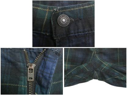 ポロ ラルフローレン チェック コットン パンツ メンズ 34 34 / ブラックウォッチ スリム ストレート ストレッチ 革パッチ ボトムス 細身