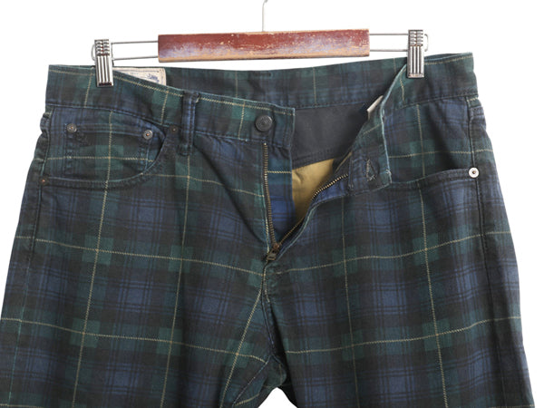 ポロ ラルフローレン チェック コットン パンツ メンズ 34 34 / ブラックウォッチ スリム ストレート ストレッチ 革パッチ ボトムス 細身