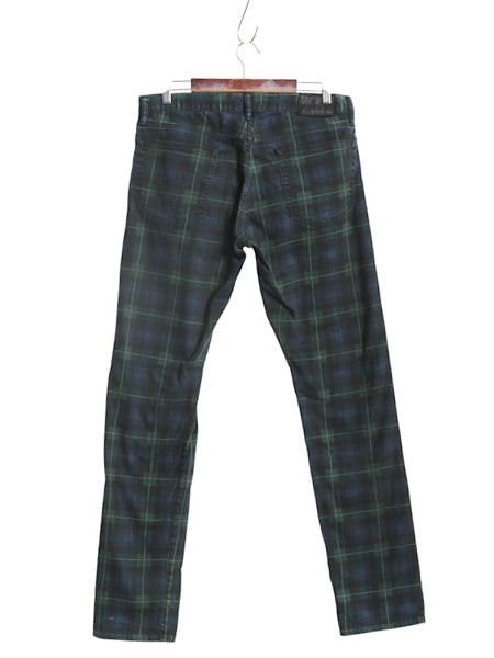 ポロ ラルフローレン チェック コットン パンツ メンズ 34 34 / ブラックウォッチ スリム ストレート ストレッチ 革パッチ ボトムス 細身