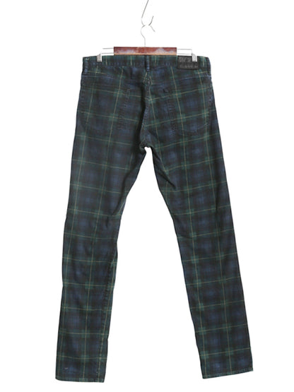ポロ ラルフローレン チェック コットン パンツ メンズ 34 34 / ブラックウォッチ スリム ストレート ストレッチ 革パッチ ボトムス 細身