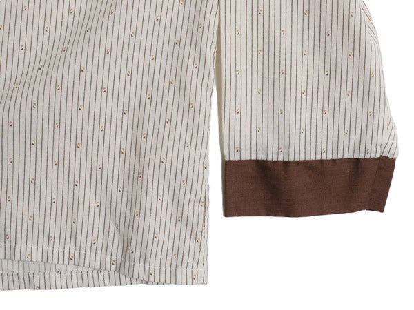 デッドストック 70's USA製 Deluxe Pajama オープンカラー 長袖 パジャマ シャツ メンズ M / ヴィンテージ 総柄 ストライプ 開襟 ボックス 