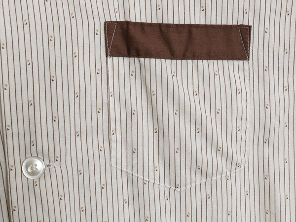 デッドストック 70's USA製 Deluxe Pajama オープンカラー 長袖 パジャマ シャツ メンズ M / ヴィンテージ 総柄 ストライプ 開襟 ボックス 