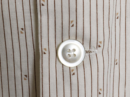デッドストック 70's USA製 Deluxe Pajama オープンカラー 長袖 パジャマ シャツ メンズ M / ヴィンテージ 総柄 ストライプ 開襟 ボックス 