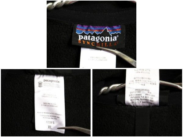 パタゴニア シンチラ フリース ベスト メンズ XL / 09年製 重ね着 フルジップ 前開き アウトドア ハイネック ブラック 企業 大きいサイズ