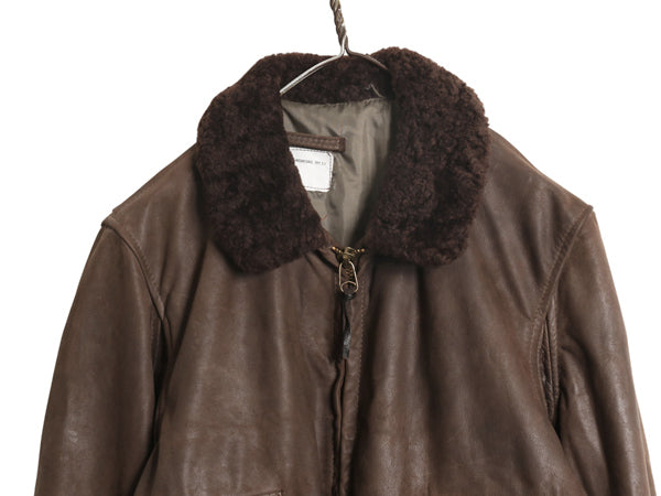  80s ★ 本革 レザー G-1 フライト ジャケット 46 メンズ XL / 民間 古着 ヴィンテージ 革ジャン ボンバー 茶 ジャンパー ブルゾン 襟 ボア