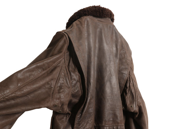  80s ★ 本革 レザー G-1 フライト ジャケット 46 メンズ XL / 民間 古着 ヴィンテージ 革ジャン ボンバー 茶 ジャンパー ブルゾン 襟 ボア