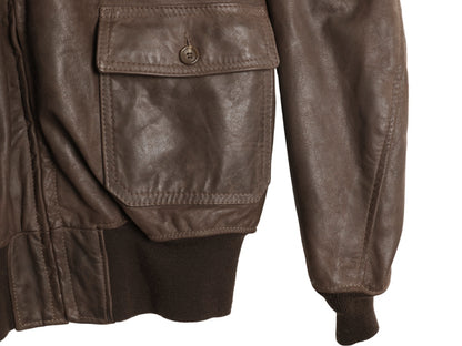  80s ★ 本革 レザー G-1 フライト ジャケット 46 メンズ XL / 民間 古着 ヴィンテージ 革ジャン ボンバー 茶 ジャンパー ブルゾン 襟 ボア