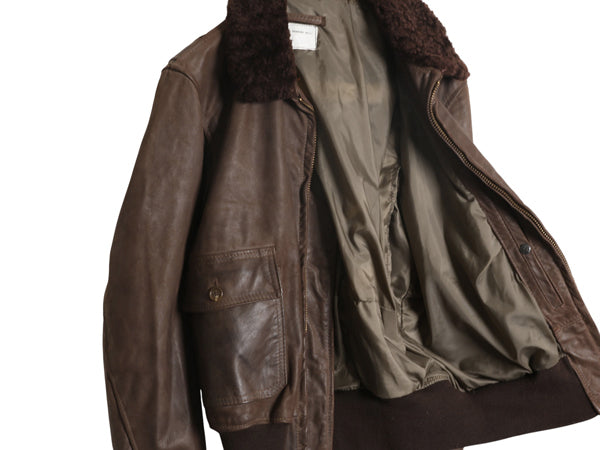  80s ★ 本革 レザー G-1 フライト ジャケット 46 メンズ XL / 民間 古着 ヴィンテージ 革ジャン ボンバー 茶 ジャンパー ブルゾン 襟 ボア