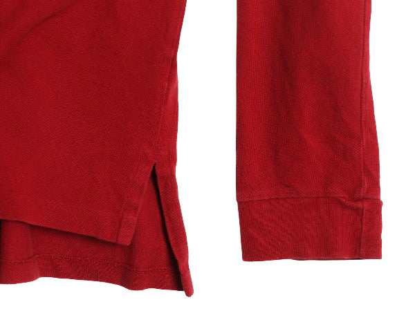 90s ポロ ラルフローレン 鹿の子 長袖 ポロシャツ メンズ XL オールド 長袖シャツ コットン カットソー ワンポイント 細身 大きいサイズ 赤