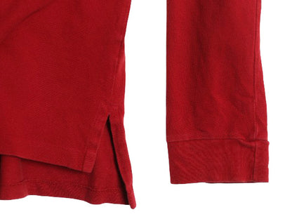 90s ポロ ラルフローレン 鹿の子 長袖 ポロシャツ メンズ XL オールド 長袖シャツ コットン カットソー ワンポイント 細身 大きいサイズ 赤