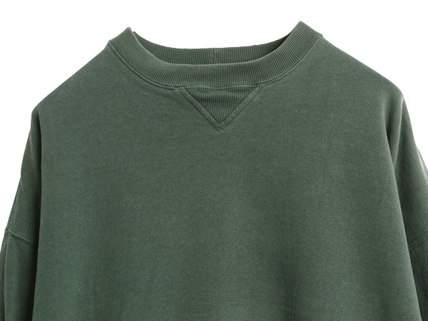 90s オールド ギャップ 無地 スウェット メンズ レディース М / 古着 トレーナー 前V 裏起毛 ブランク ソリッド ヘビーウェイト グリーン