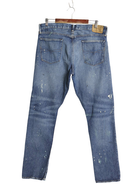 ポロ ラルフローレン デニム パンツ メンズ 34 32 ヴィンテージ ペンキ 加工 ジーンズ ジーパン スリム ストレート ヒゲ アタリ ハチノス