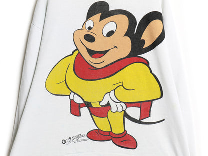90s USA製 マイティマウス 両面 イラスト プリント スウェット メンズ レディース L 古着 オールド キャラクター グラフィック トレーナー