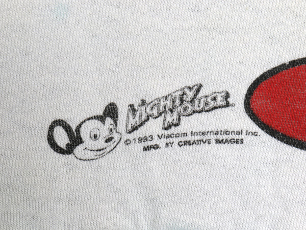 90s USA製 マイティマウス 両面 イラスト プリント スウェット メンズ レディース L 古着 オールド キャラクター グラフィック トレーナー