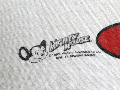 90s USA製 マイティマウス 両面 イラスト プリント スウェット メンズ レディース L 古着 オールド キャラクター グラフィック トレーナー