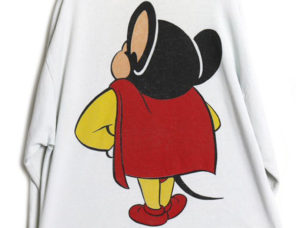 90s USA製 マイティマウス 両面 イラスト プリント スウェット メンズ レディース L 古着 オールド キャラクター グラフィック トレーナー
