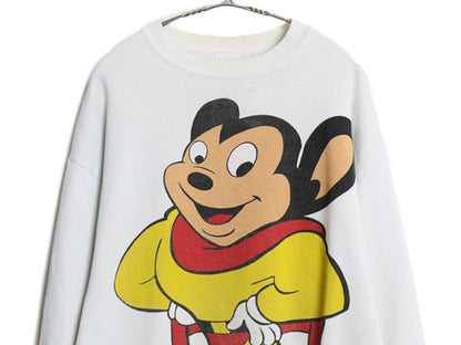 90s USA製 マイティマウス 両面 イラスト プリント スウェット メンズ レディース L 古着 オールド キャラクター グラフィック トレーナー