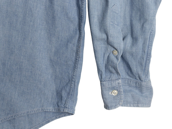 90s ラルフローレン ボタンダウン 長袖 シャンブレー シャツ メンズ XL オールド ポロ 100% コットン 長袖シャツ 大きいサイズ シンプル 青