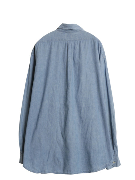 90s ラルフローレン ボタンダウン 長袖 シャンブレー シャツ メンズ XL オールド ポロ 100% コットン 長袖シャツ 大きいサイズ シンプル 青