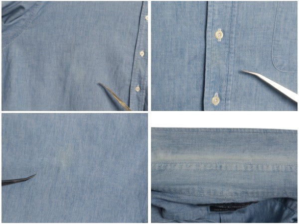 90s ラルフローレン ボタンダウン 長袖 シャンブレー シャツ メンズ XL オールド ポロ 100% コットン 長袖シャツ 大きいサイズ シンプル 青