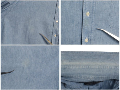 90s ラルフローレン ボタンダウン 長袖 シャンブレー シャツ メンズ XL オールド ポロ 100% コットン 長袖シャツ 大きいサイズ シンプル 青