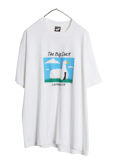 90s USA製 The Big Duck アート イラスト プリント 半袖 Tシャツ メンズ XXL オールド シングルステッチ アヒル アニマル 大きいサイズ 白