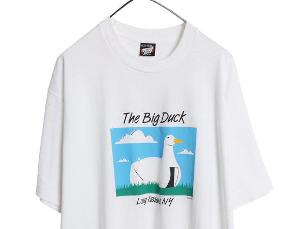 90s USA製 The Big Duck アート イラスト プリント 半袖 Tシャツ メンズ XXL オールド シングルステッチ アヒル アニマル 大きいサイズ 白