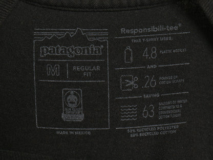 パタゴニア 両面 プリント 半袖 Tシャツ メンズ M / 18年製 アウトドア P6 ボックスロゴ バックプリント クルーネック カットソー ブラック