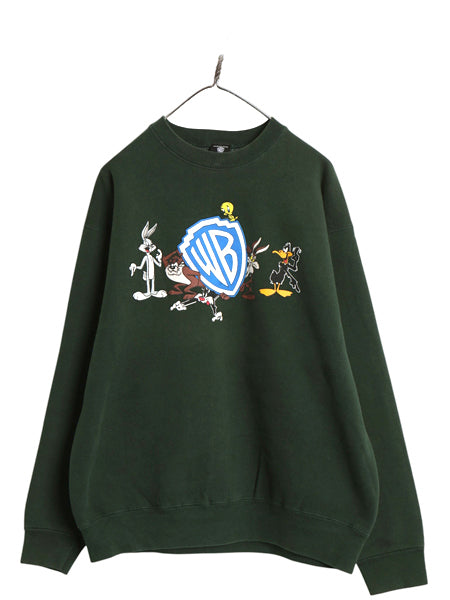 90s USA製 ワーナー キャラクター プリント スウェット メンズ レディース XL オールド イラスト 裏起毛 ルーニー テューンズ 大きいサイズ